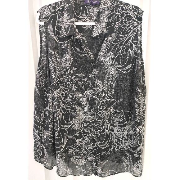 Roaman's Top Blouse Sleeveless Button Front Lined 26W - Picture 1 of 5